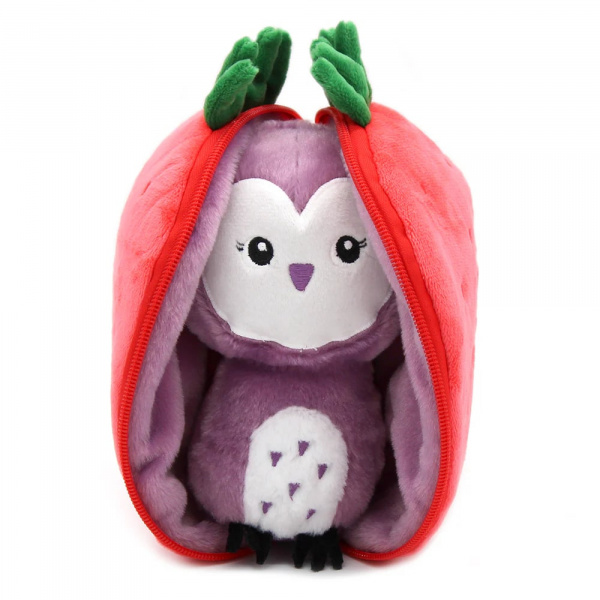 Peluche réversible flipetz chouette et fraise Les deglingos