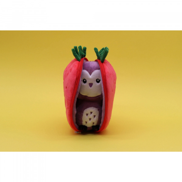 Peluche réversible flipetz chouette et fraise Les deglingos