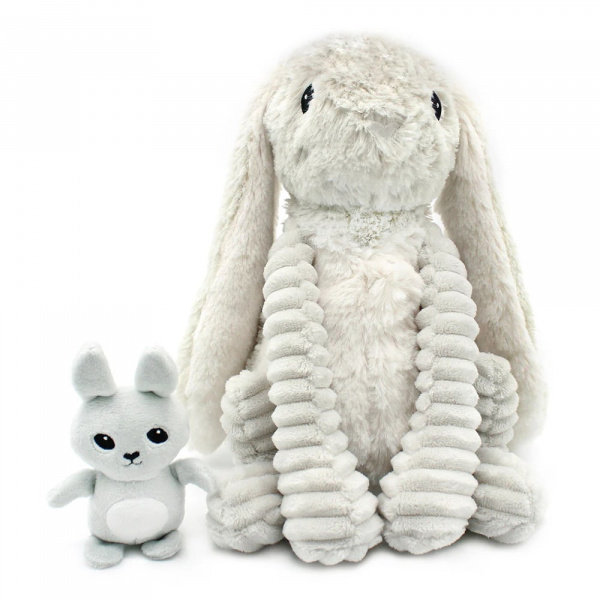 Peluche les ptipotos lapin et son bébé gris Les deglingos