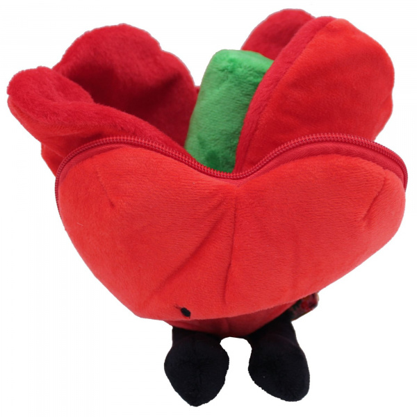 Peluche réversible flipetz coeur et fleur rouge coquelicot Les deglingos