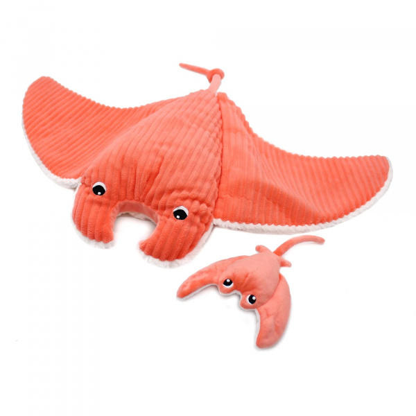 Peluche géante les ptipotos raie manta et son bébé mantalou corail Les deglingos