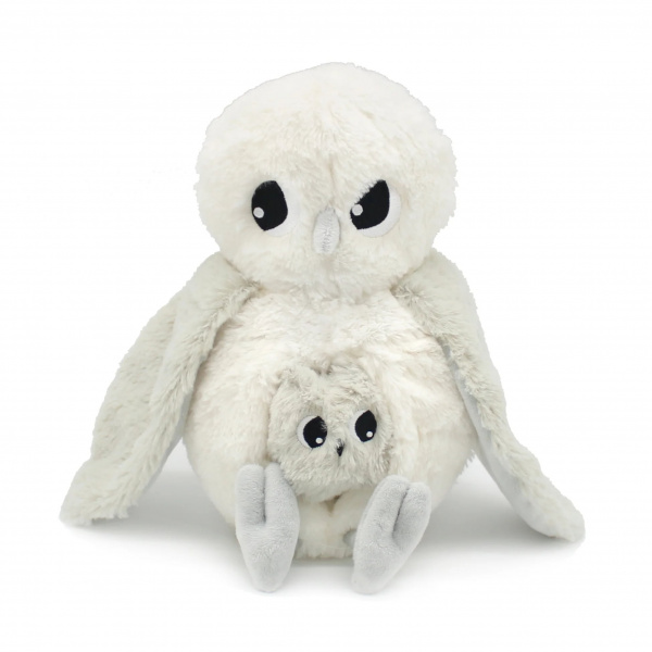 Peluche les ptipotos chouette maman et bébé gris clair Les deglingos