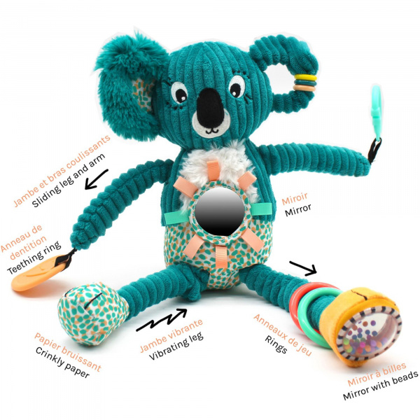 Peluche d'activités nomade berlingos le koala Les deglingos