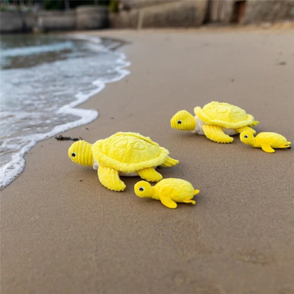 Peluche les ptipotos maman et bébé tortue jaune Les deglingos