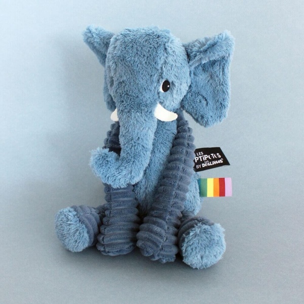Peluche les ptipotos éléphant dimoitou bleu Les deglingos