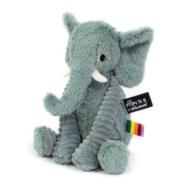 Peluche les ptipotos éléphant dimoitou gris Les deglingos