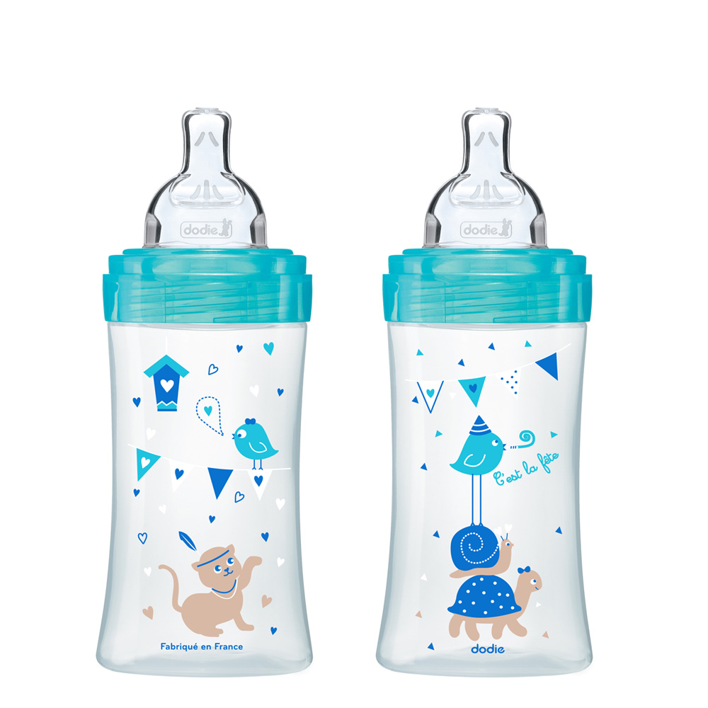 Coffret naissance 4 biberons sensation+ +1goupillon +1sucette lagoon de Dodie sur allobébé