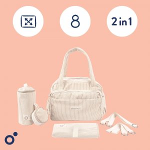 Sac à langer velours côtelé fluffy corduroy beige Doomoo