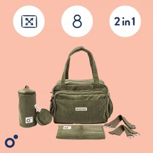 Sac à langer velours côtelé fluffy corduroy kaki Doomoo