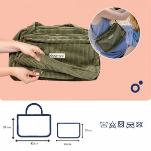 Sac à langer velours côtelé fluffy corduroy kaki Doomoo