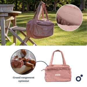 Sac à langer velours côtelé fluffy corduroy corail Doomoo