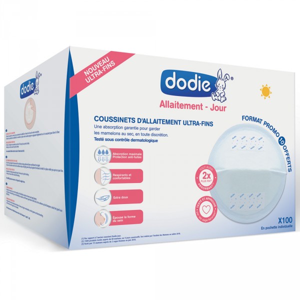 Coussinets d'allaitement slim jour en pochette individuelle x100