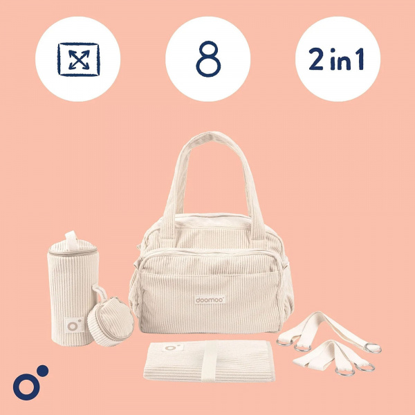 Sac à langer velours côtelé fluffy corduroy beige Doomoo