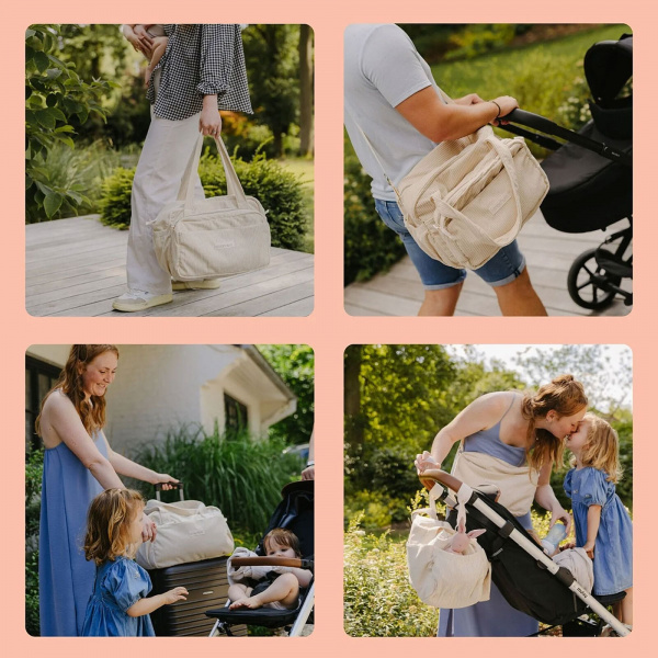 Sac à langer velours côtelé fluffy corduroy beige Doomoo