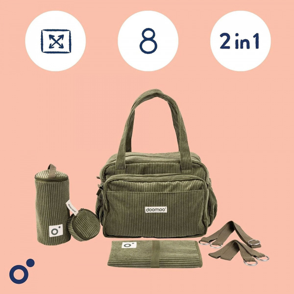 Sac à langer velours côtelé fluffy corduroy kaki Doomoo