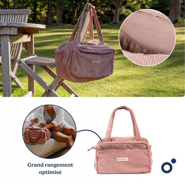 Sac à langer velours côtelé fluffy corduroy corail Doomoo