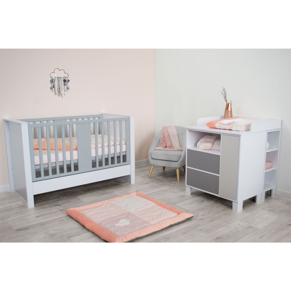 Matelas à langer bébé avec éponges amovibles gris 42x70