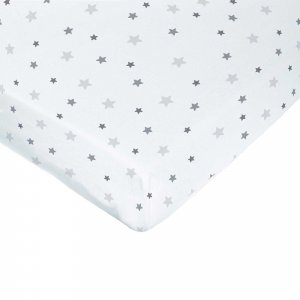 Drap housse étoiles blanc 70x140cm jersey Domiva
