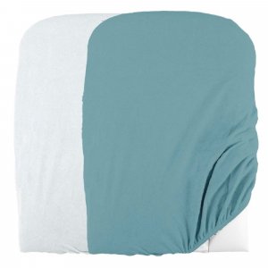 Lot de 2 housses de matelas à langer blanc / nile Domiva
