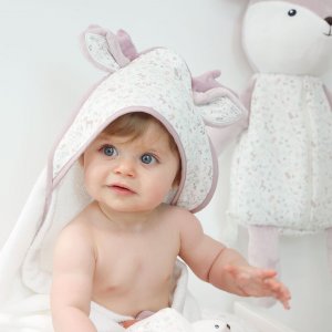 Cape de bain 75x75 cm avec gant lilas Domiva