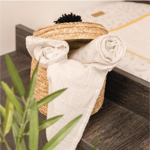 Lot de 3 langes en coton bio leafy bunny Domiva