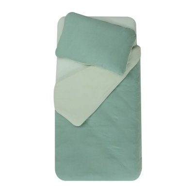 Parure housse de couette + taie d'oreiller 100x140cm / 40x60 cm sapin / vert gris