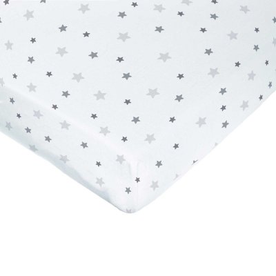 Drap housse étoiles blanc 70x140cm jersey