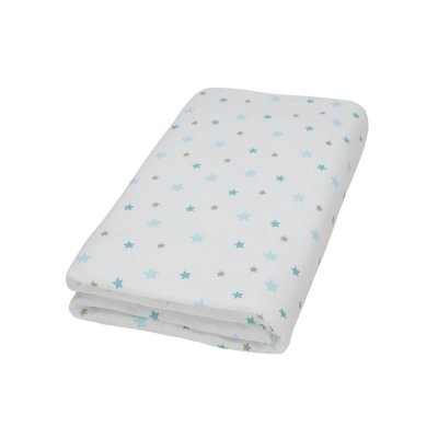 DOMIVA Drap-housse blanc imprimé flocon etoiles aqua 70x140 cm etoiles aqua