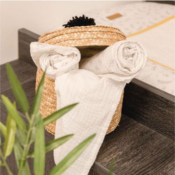 Lot de 3 langes en coton bio leafy bunny Domiva