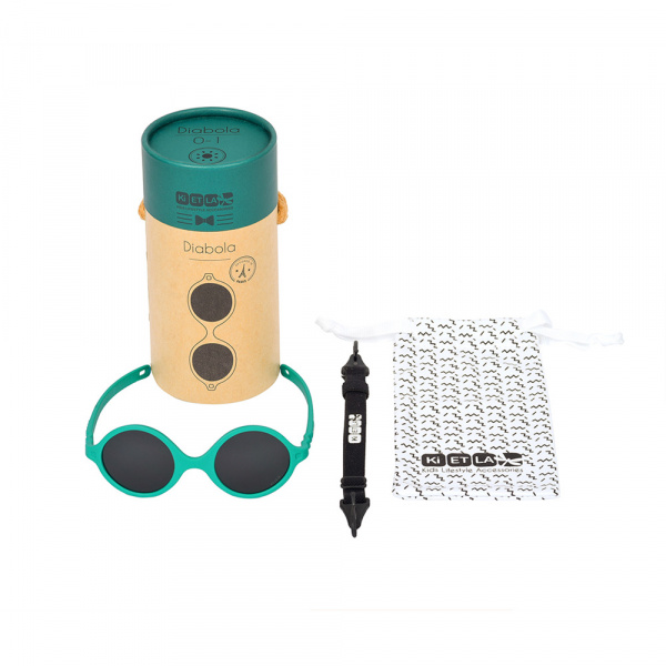 Lunettes de soleil bébé 0-1 an diabola 2.0 vert paon Ki et la