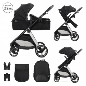Poussette duo aspen nacelle + assise noir Lorelli