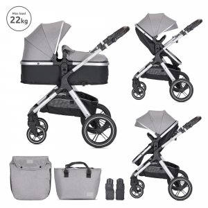 Poussette duo viola gris nacelle + adaptateur siège-auto Lorelli