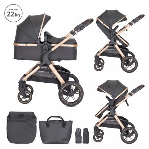 Poussette duo viola noir nacelle + adaptateur siège-auto Lorelli