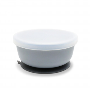 Bol avec ventouse et couvercle gris Lorelli