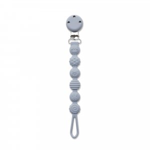 Attache sucette silicone gris Lorelli
