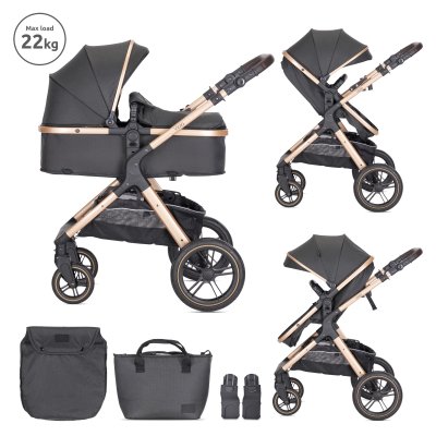 Poussette duo viola noir nacelle + adaptateur siège-auto