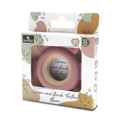 Anneau de dentition fleur rose