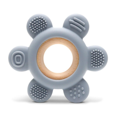 Anneau de dentition fleur gris