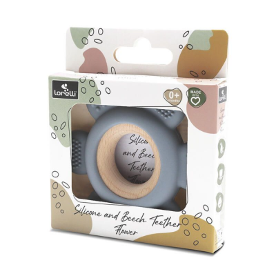 Anneau de dentition fleur gris