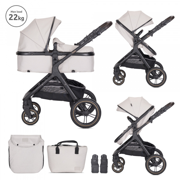 Poussette duo viola beige nacelle + adaptateur siège-auto Lorelli