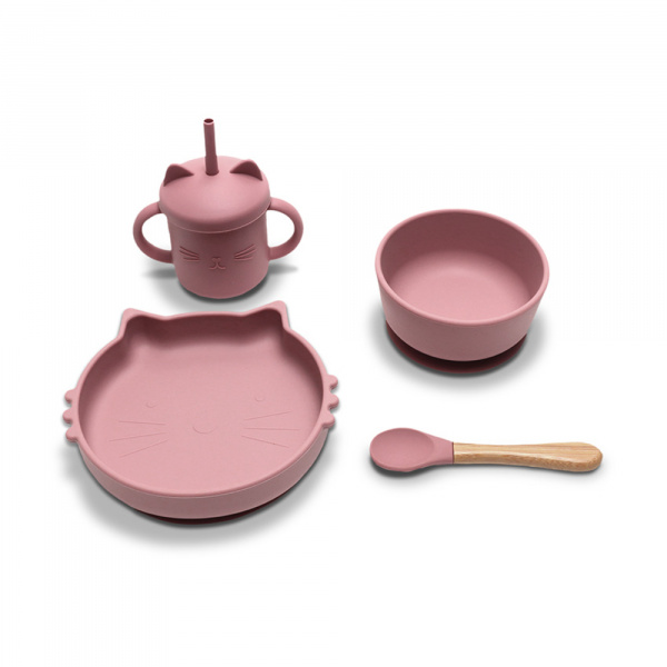 Set repas 4 pièces assiette, bol, tasse et cuillère jaune Lorelli