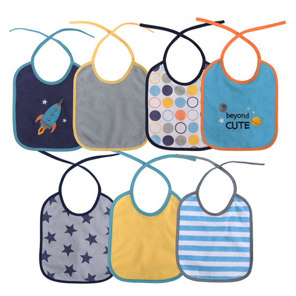 Lot de 7 bavoirs naissance - bleu Lorelli