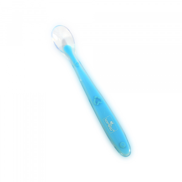 Cuillère silicone pour bébé bleu Lorelli