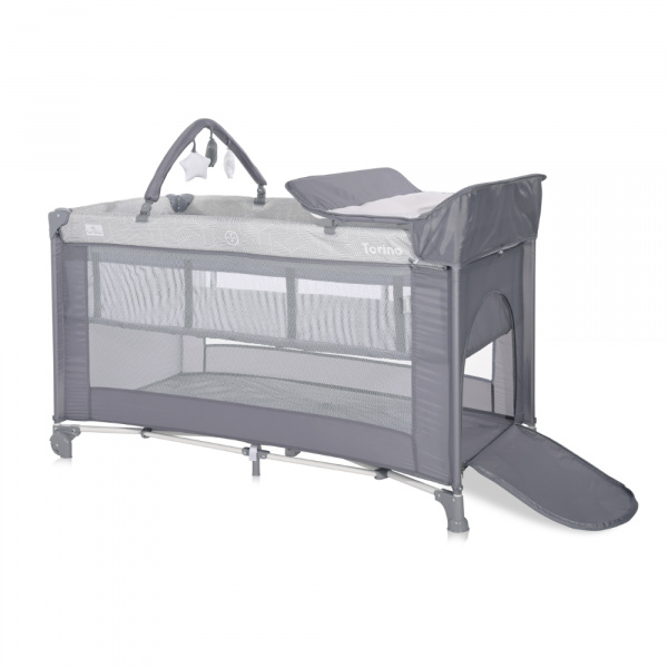 Lit parapluie torino 2 hauteurs + accessoires gris Lorelli