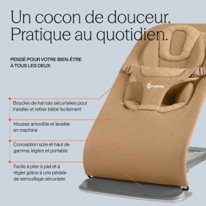 Transat bébé evolve en tissu mesh crème Ergobaby