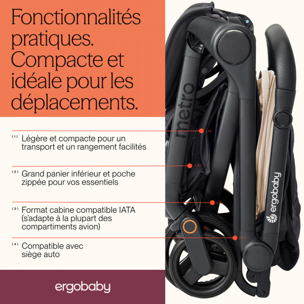 Poussette compacte metro 3 graphite grey Ergobaby
