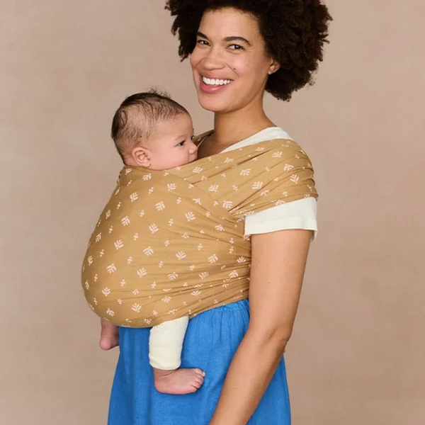 Écharpe de portage aura en tissu tricoté camel Ergobaby