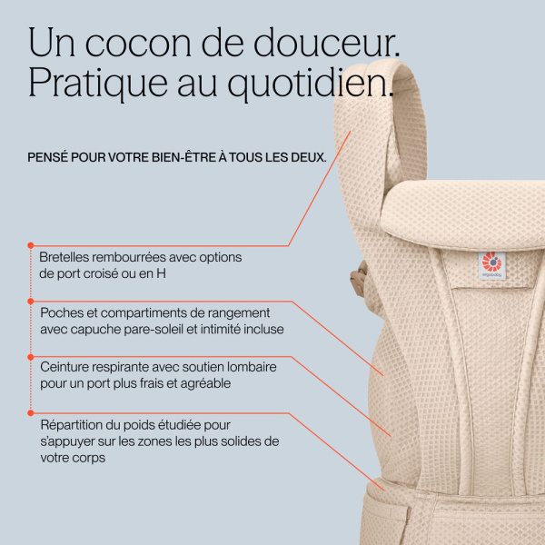 Porte bébé omni deluxe midnight blue mesh Ergobaby