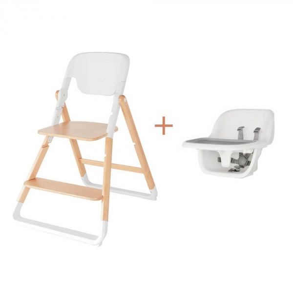 Pack chaise haute évolutive evolve + siège bébé bois naturel Ergobaby