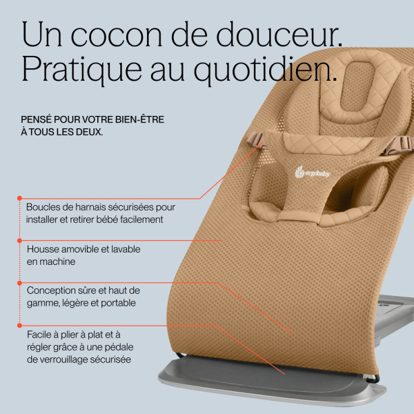 Transat bébé evolve en tissu mesh vert sauge Ergobaby